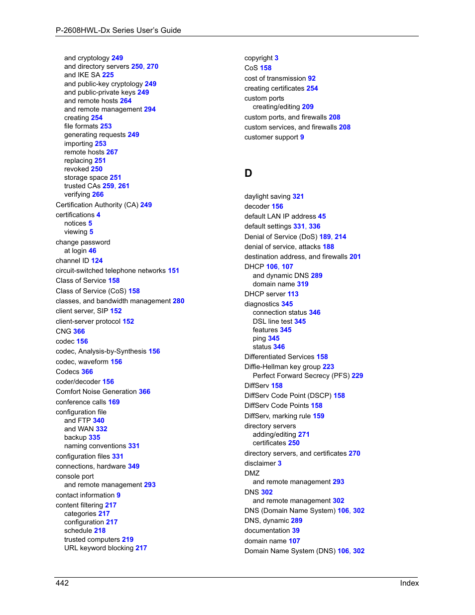 ZyXEL Communications P-2608HWL-Dx Series User Manual | Page 442 / 451