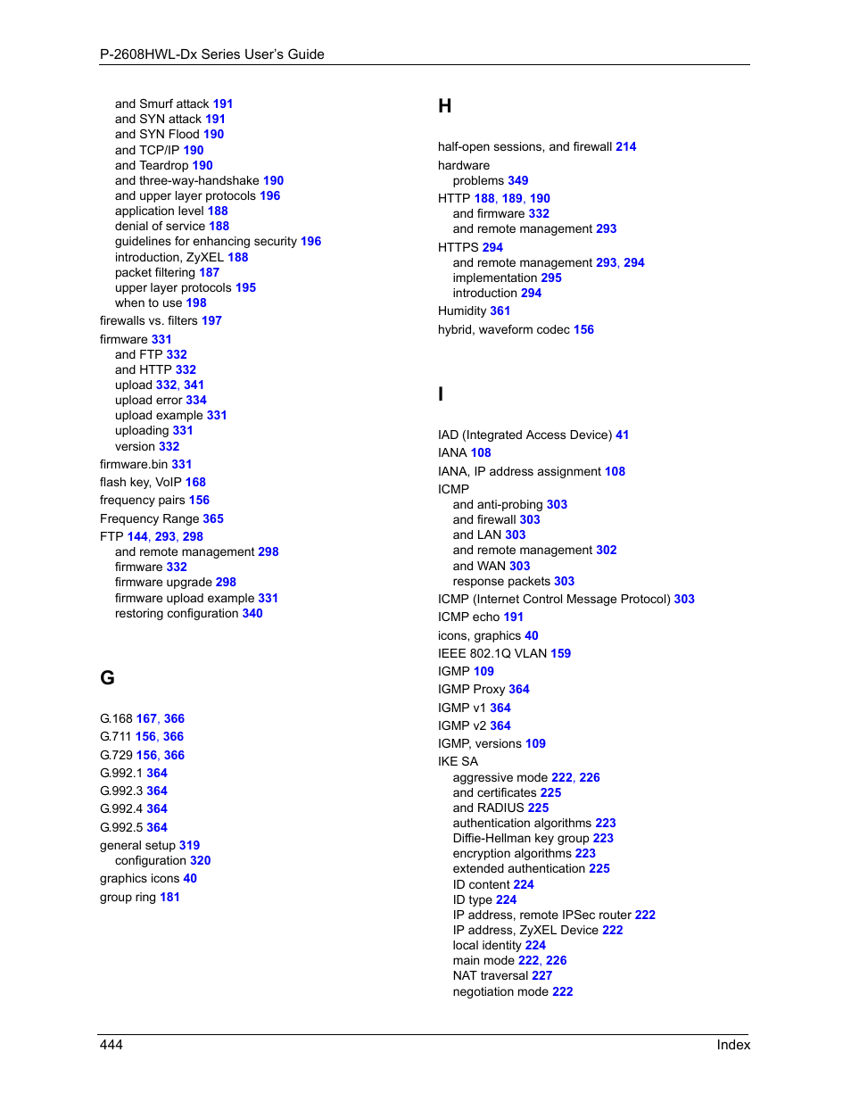 ZyXEL Communications P-2608HWL-Dx Series User Manual | Page 444 / 451