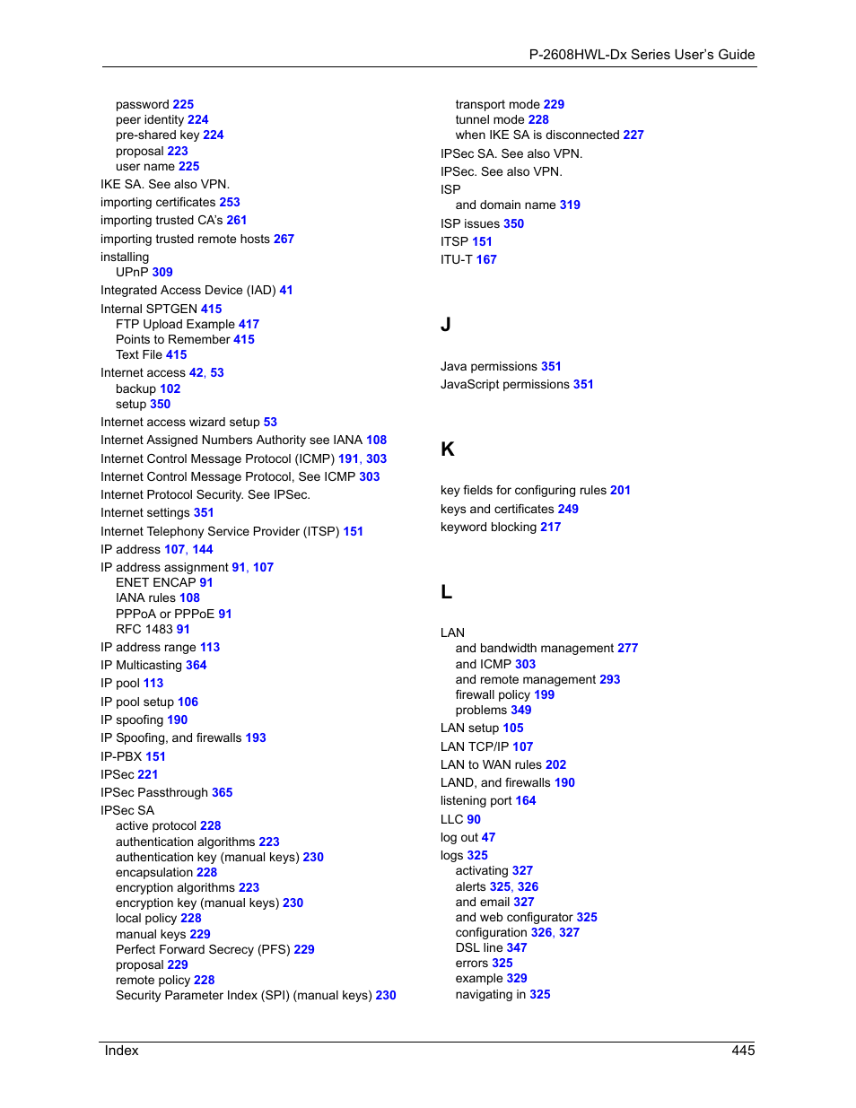 ZyXEL Communications P-2608HWL-Dx Series User Manual | Page 445 / 451