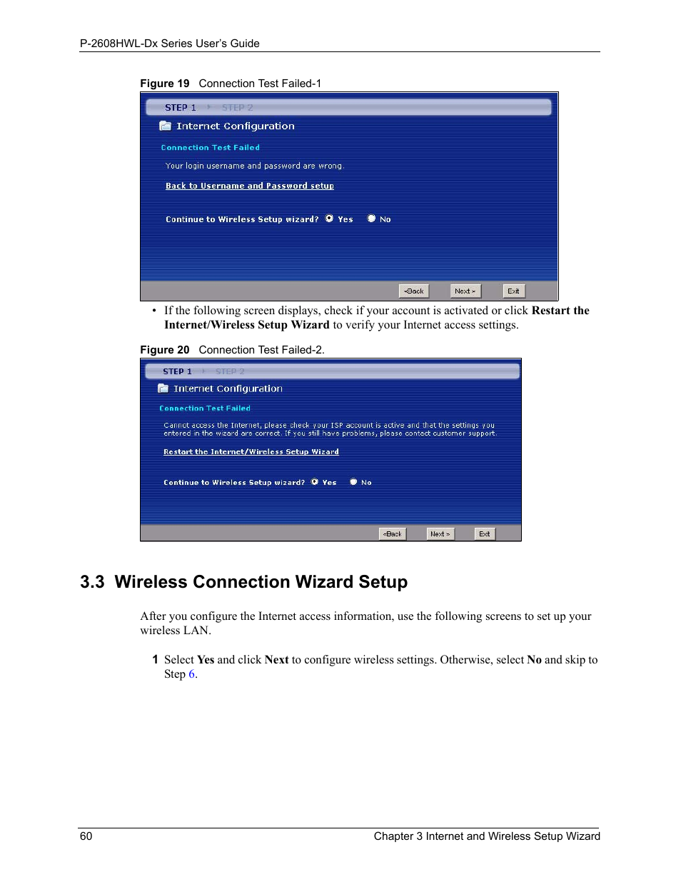 3 wireless connection wizard setup | ZyXEL Communications P-2608HWL-Dx Series User Manual | Page 60 / 451