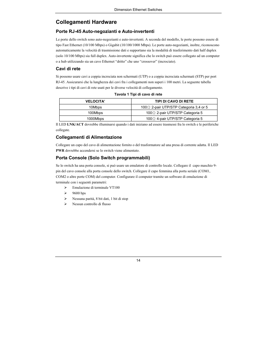 Collegamenti hardware | ZyXEL Communications Dimension Ethernet Switches User Manual | Page 15 / 22