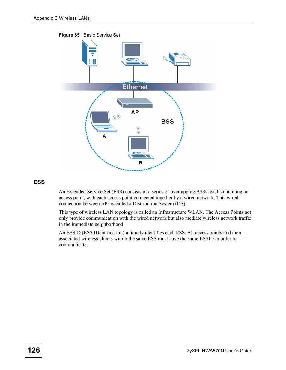 Figure 85 basic service set | ZyXEL Communications NWA570N User Manual | Page 126 / 152