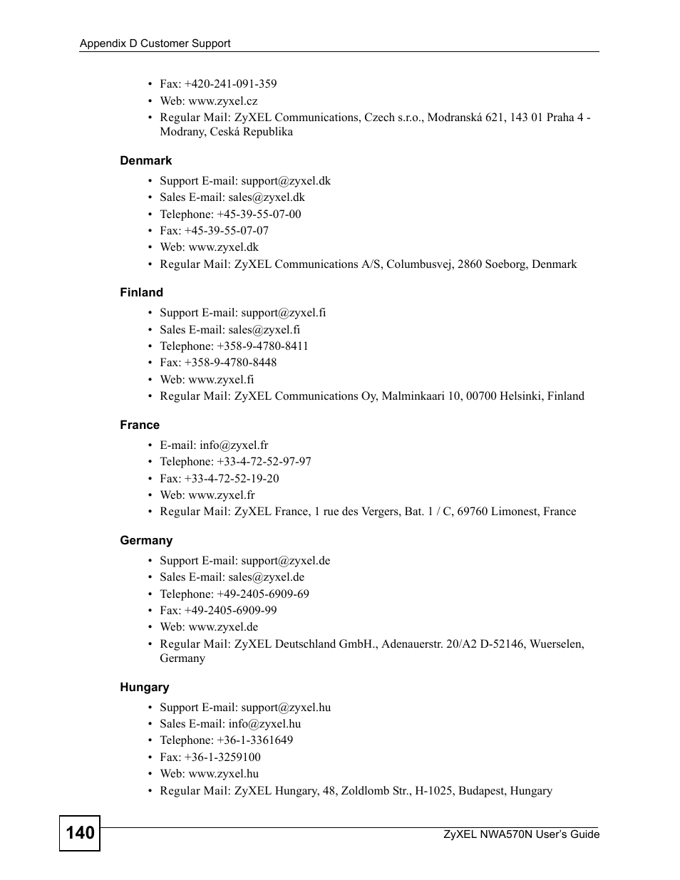 ZyXEL Communications NWA570N User Manual | Page 140 / 152