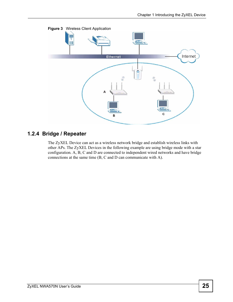 4 bridge / repeater, Figure 3 wireless client application | ZyXEL Communications NWA570N User Manual | Page 25 / 152