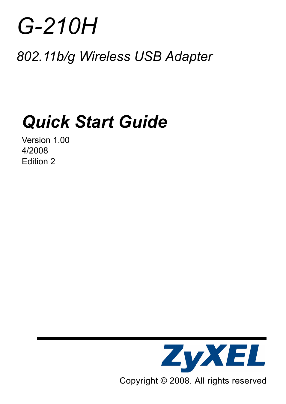 ZyXEL Communications G-210H User Manual | 21 pages