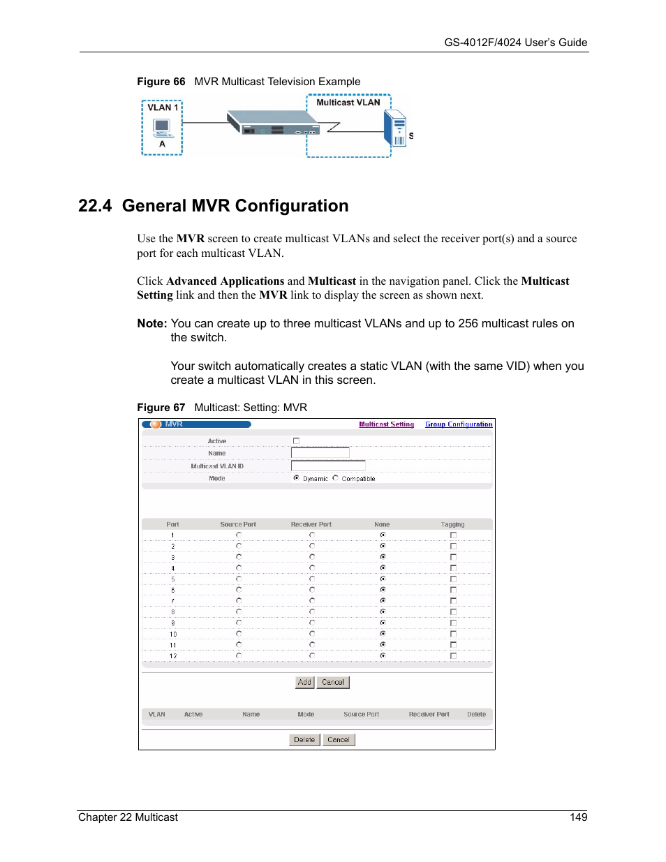 4 general mvr configuration | ZyXEL Communications ZyXEL Dimension GS-4012F User Manual | Page 150 / 327