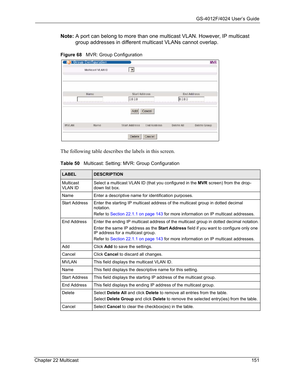 Figure 68 mvr: group configuration | ZyXEL Communications ZyXEL Dimension GS-4012F User Manual | Page 152 / 327