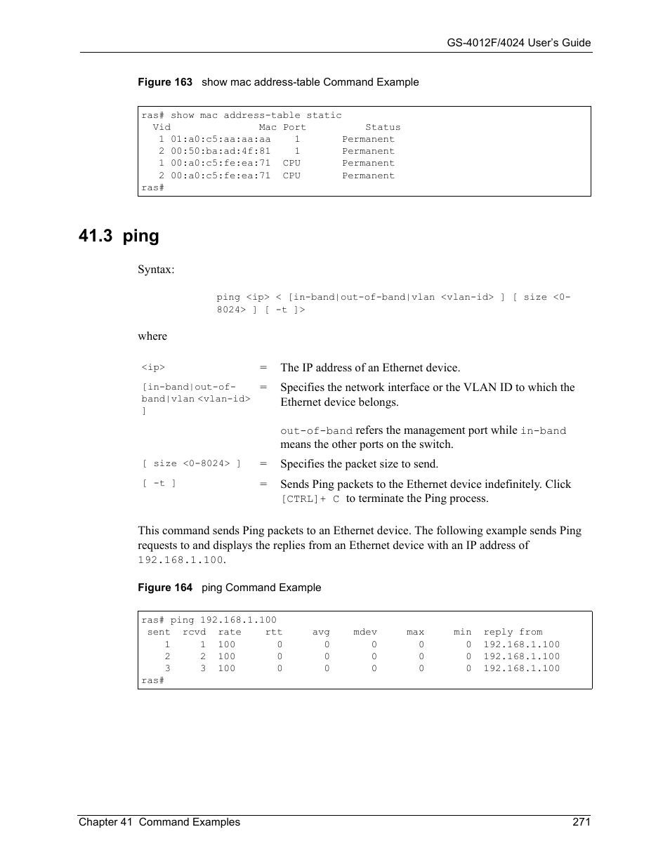 3 ping | ZyXEL Communications ZyXEL Dimension GS-4012F User Manual | Page 272 / 327