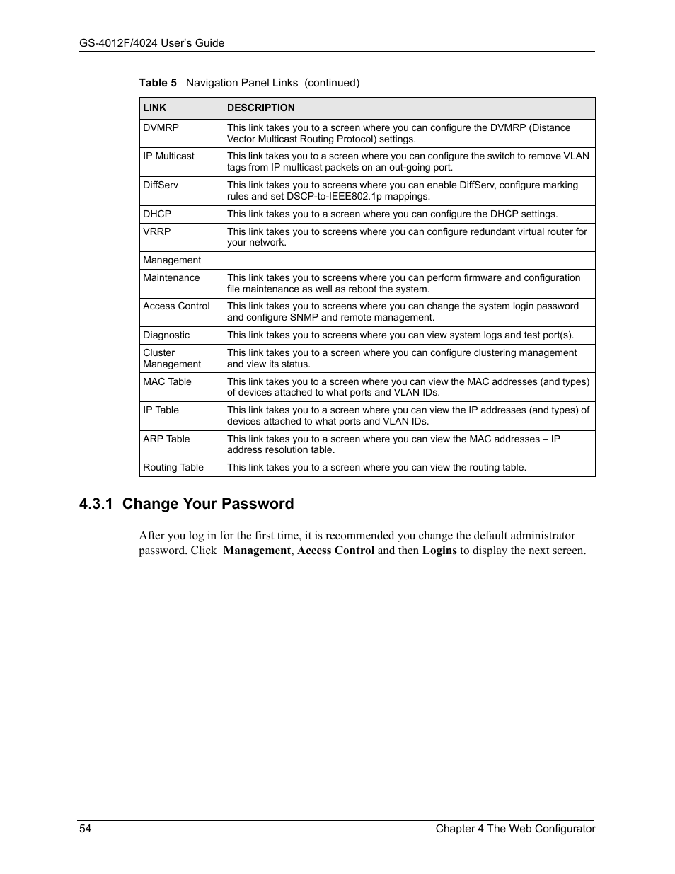 1 change your password | ZyXEL Communications ZyXEL Dimension GS-4012F User Manual | Page 55 / 327