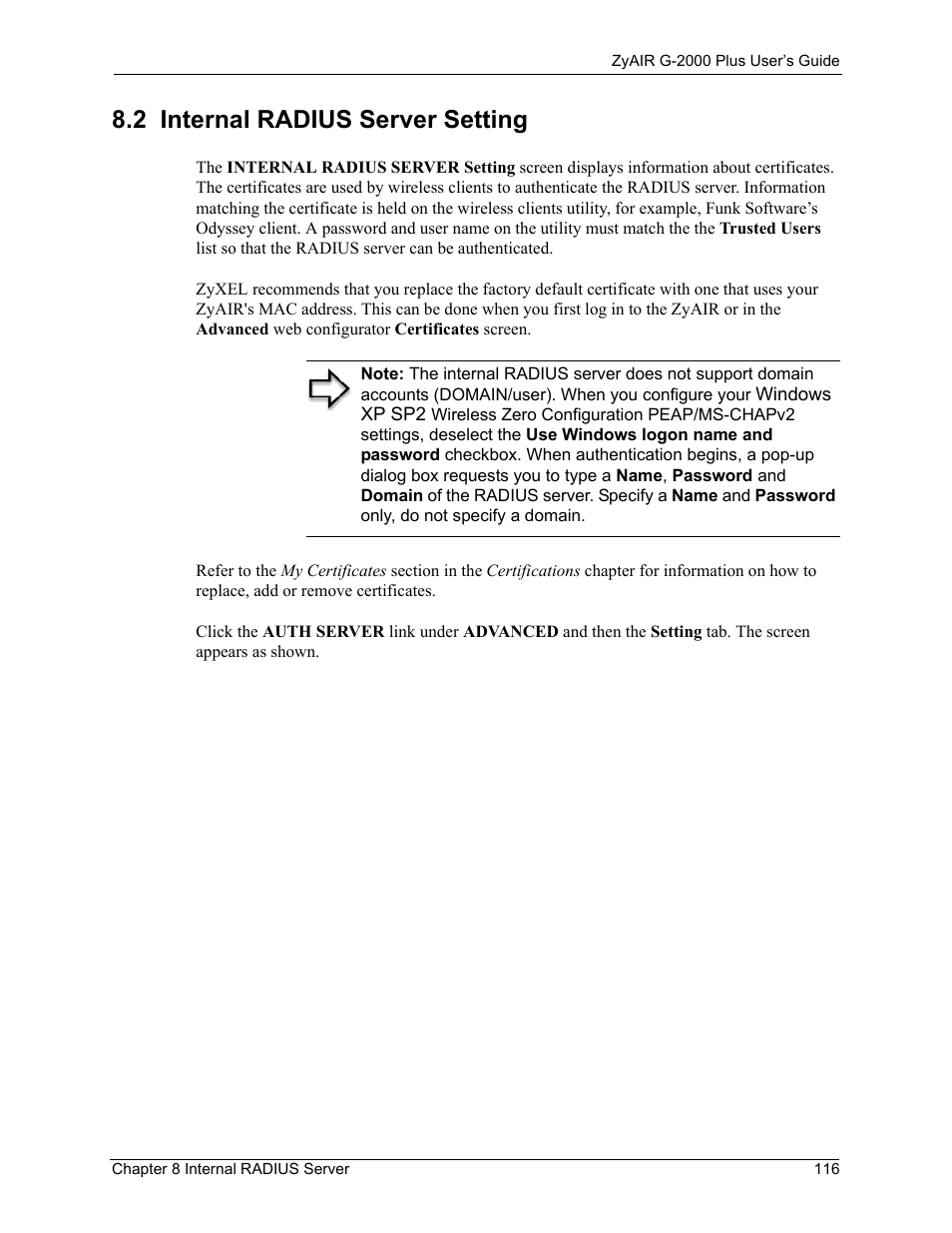 2 internal radius server setting | ZyXEL Communications G-2000 Plus User Manual | Page 117 / 430