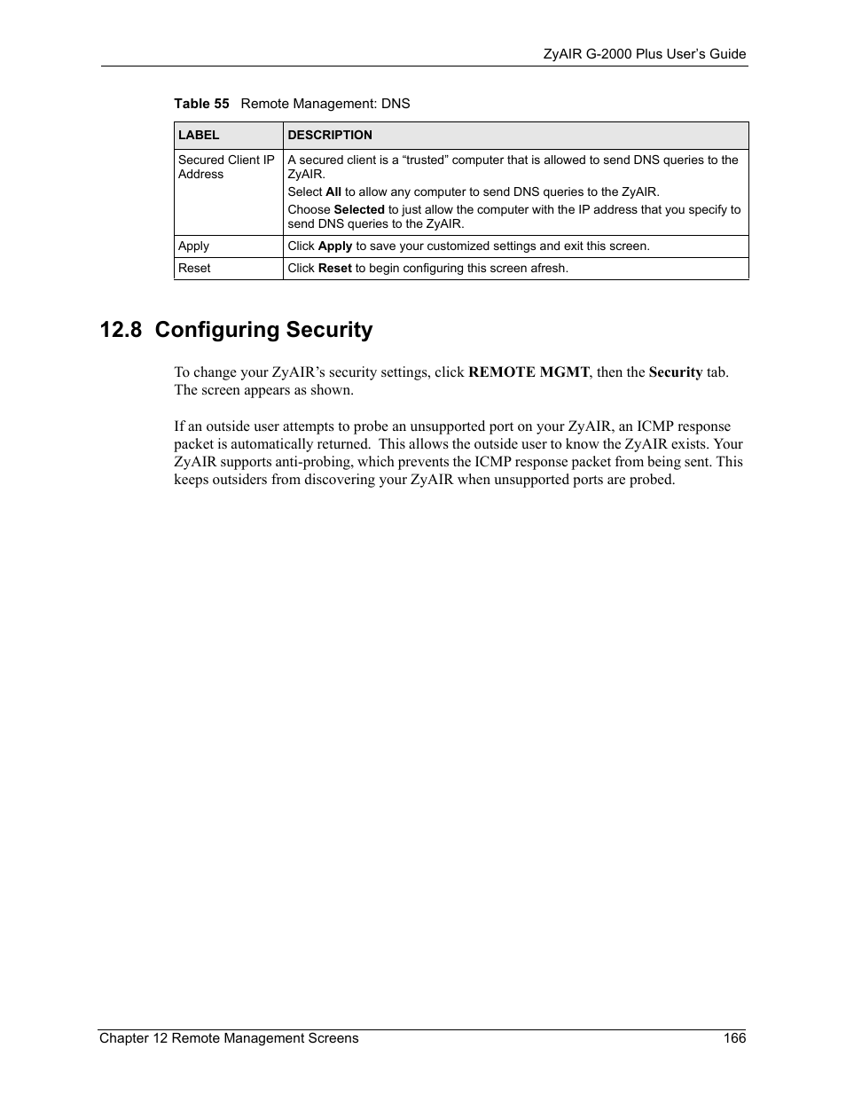 8 configuring security | ZyXEL Communications G-2000 Plus User Manual | Page 167 / 430