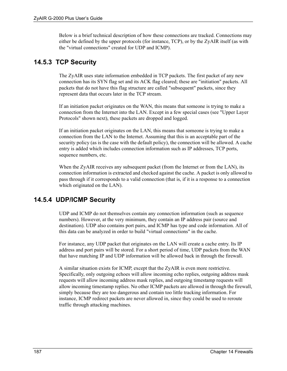 3 tcp security, 4 udp/icmp security | ZyXEL Communications G-2000 Plus User Manual | Page 188 / 430