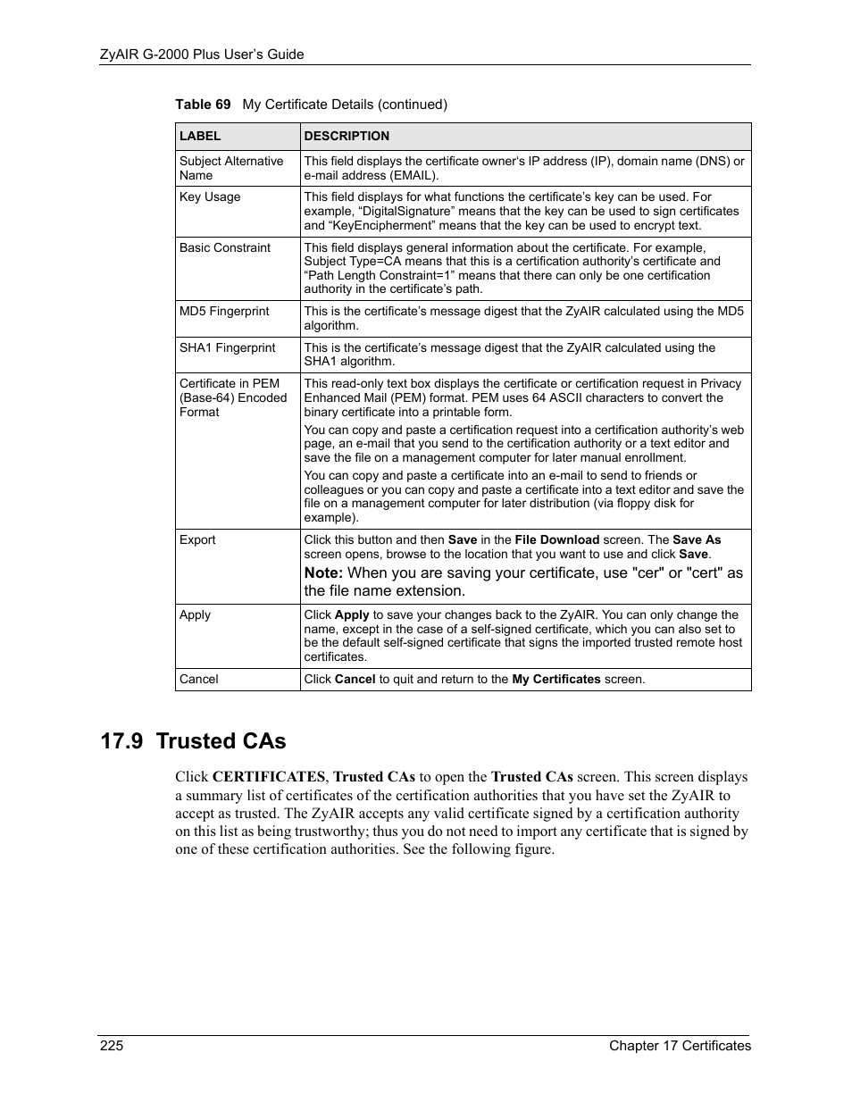 9 trusted cas | ZyXEL Communications G-2000 Plus User Manual | Page 226 / 430