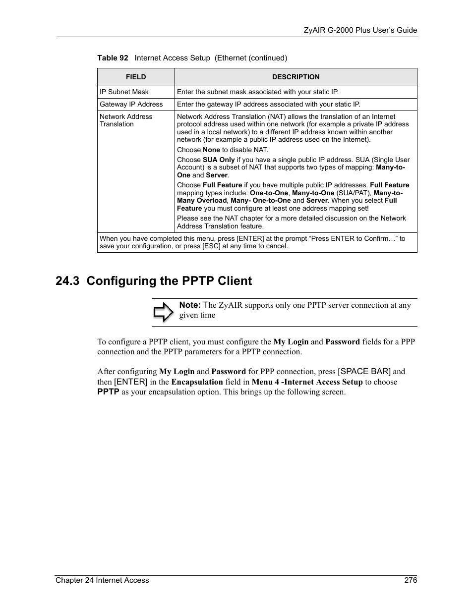 3 configuring the pptp client | ZyXEL Communications G-2000 Plus User Manual | Page 277 / 430