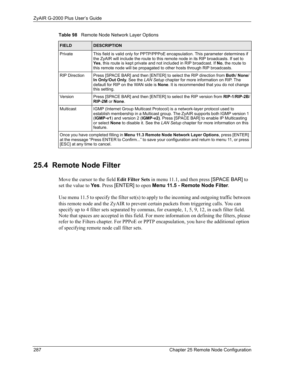 4 remote node filter | ZyXEL Communications G-2000 Plus User Manual | Page 288 / 430