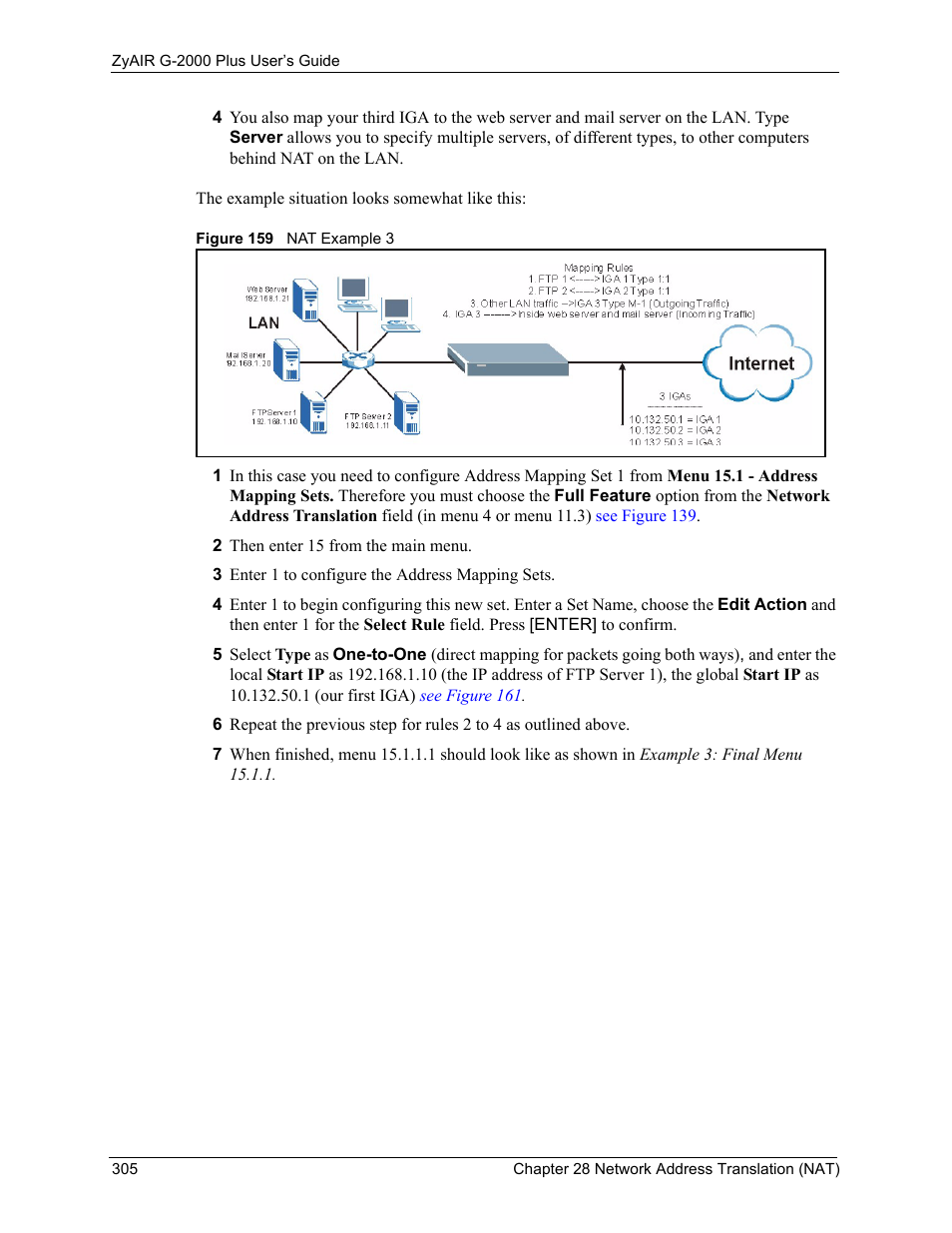 Figure 159 nat example 3 | ZyXEL Communications G-2000 Plus User Manual | Page 306 / 430