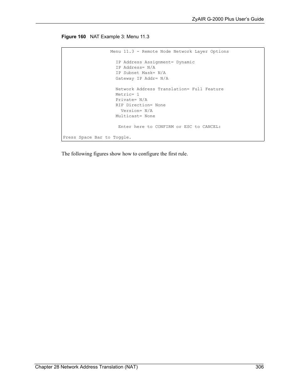 Figure 160 nat example 3: menu 11.3 | ZyXEL Communications G-2000 Plus User Manual | Page 307 / 430