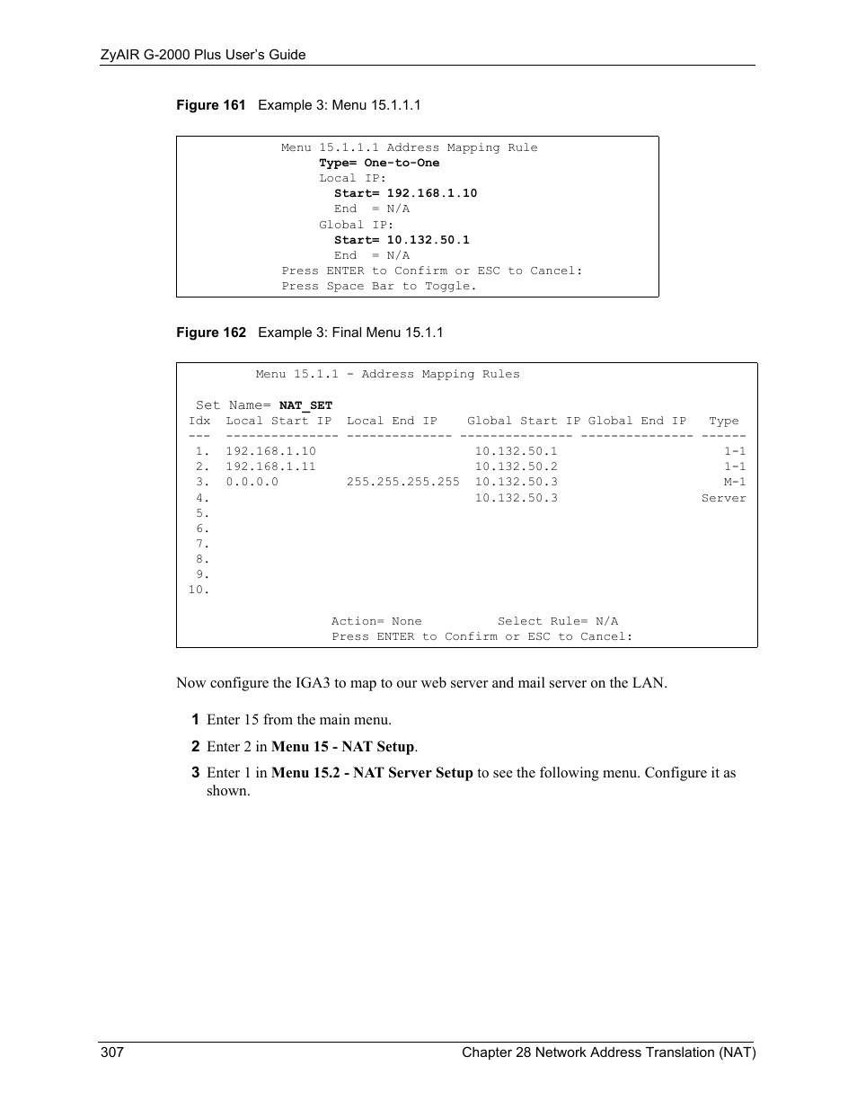 See figure 161, Example 3: final menu | ZyXEL Communications G-2000 Plus User Manual | Page 308 / 430