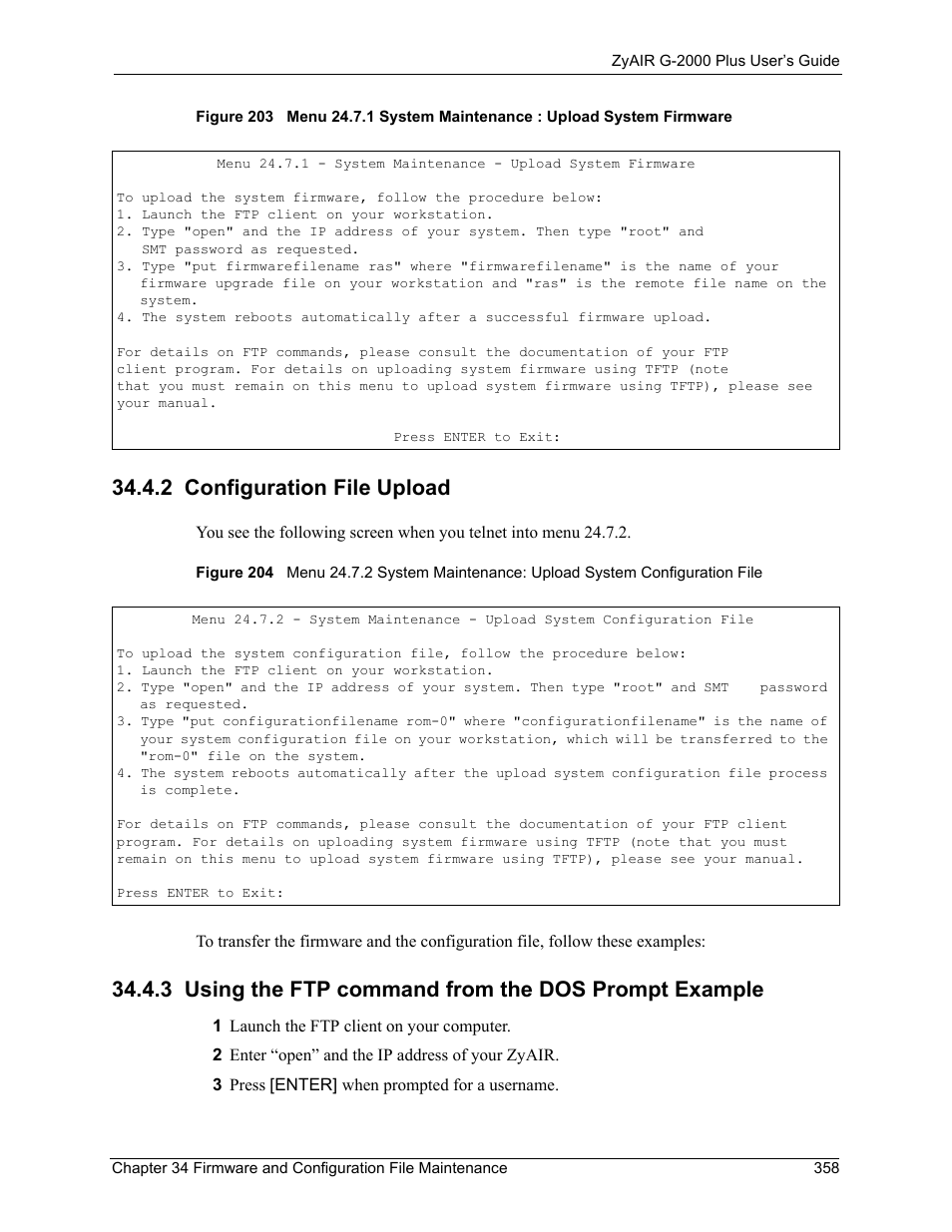 2 configuration file upload | ZyXEL Communications G-2000 Plus User Manual | Page 359 / 430