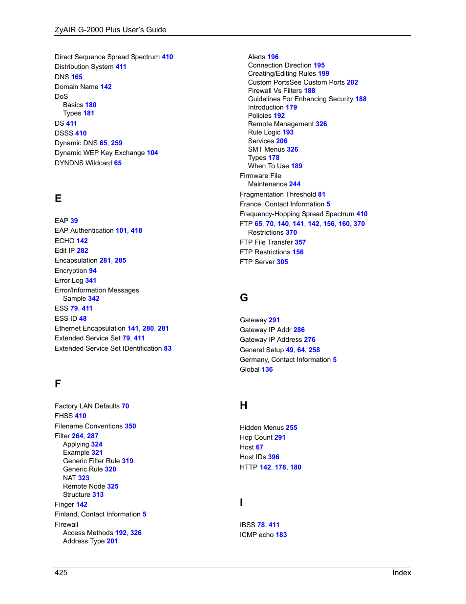 ZyXEL Communications G-2000 Plus User Manual | Page 426 / 430