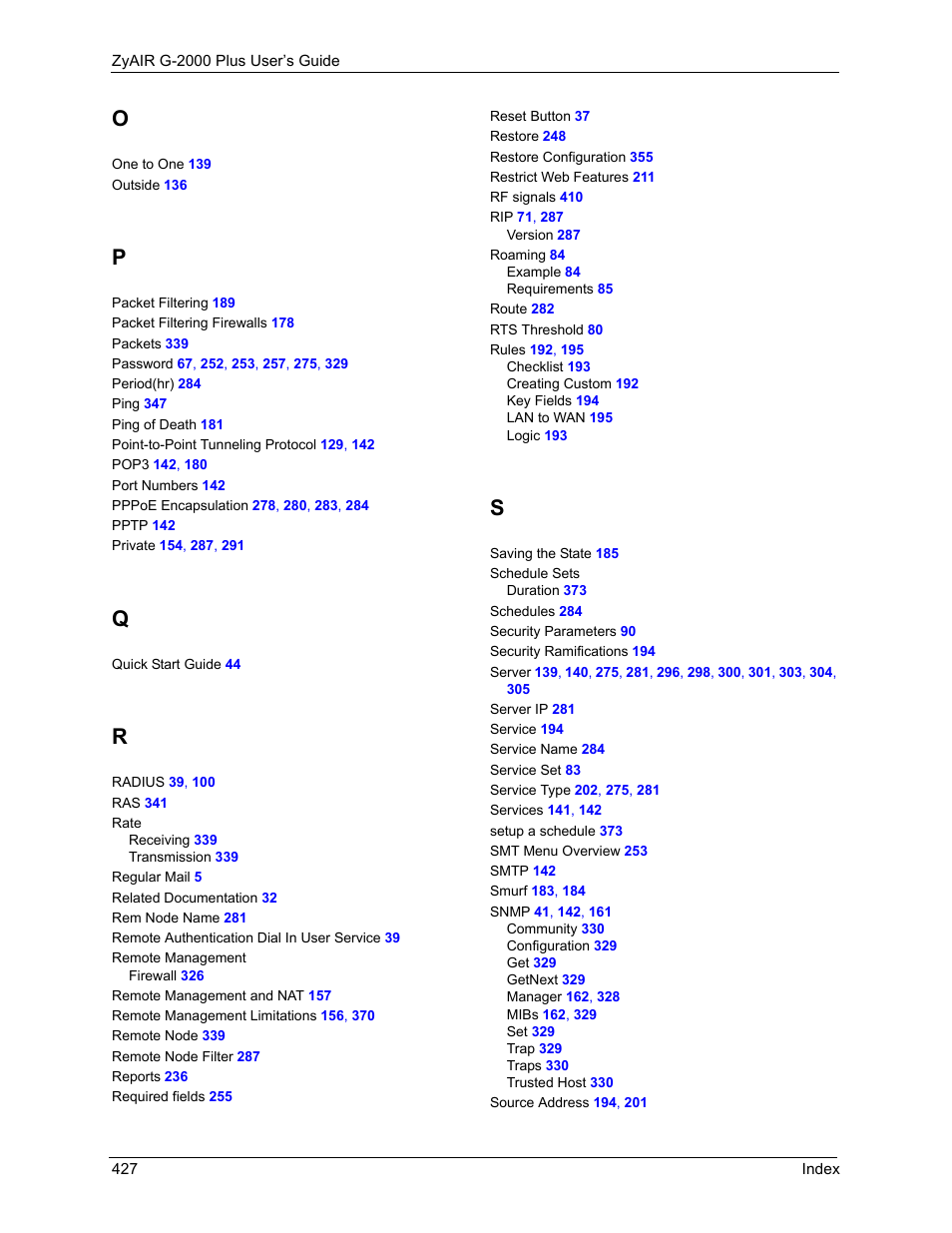 ZyXEL Communications G-2000 Plus User Manual | Page 428 / 430