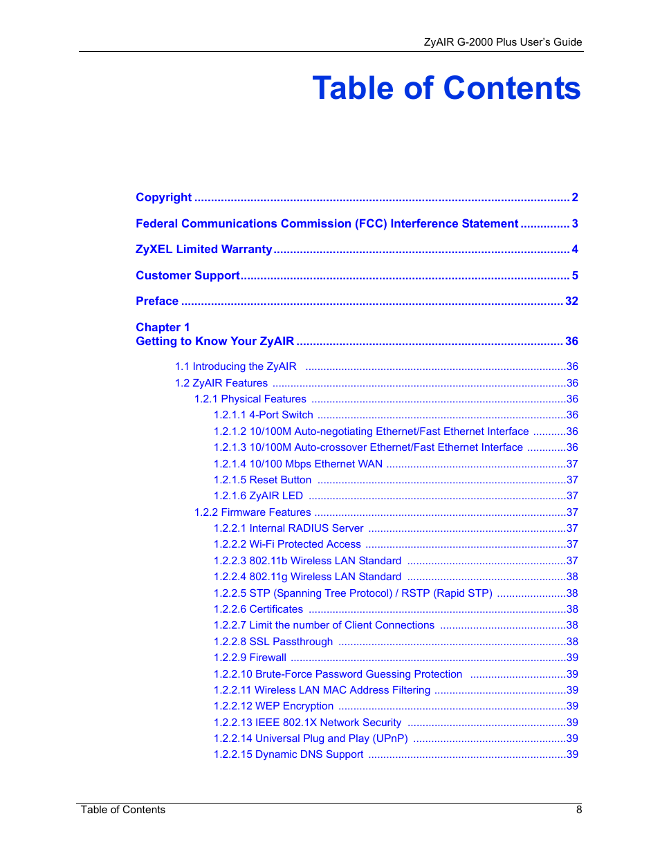 ZyXEL Communications G-2000 Plus User Manual | Page 9 / 430