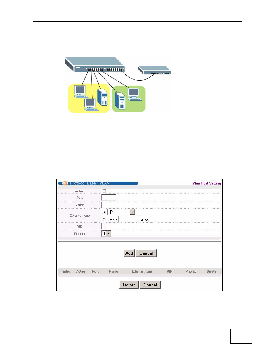 9 configuring protocol based vlan | ZyXEL Communications XGS-4526 User Manual | Page 107 / 442