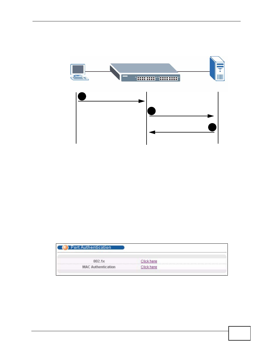 2 port authentication configuration | ZyXEL Communications XGS-4526 User Manual | Page 169 / 442