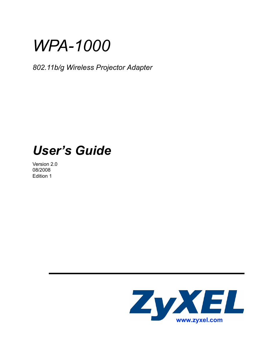 ZyXEL Communications WPA-1000 User Manual | 160 pages