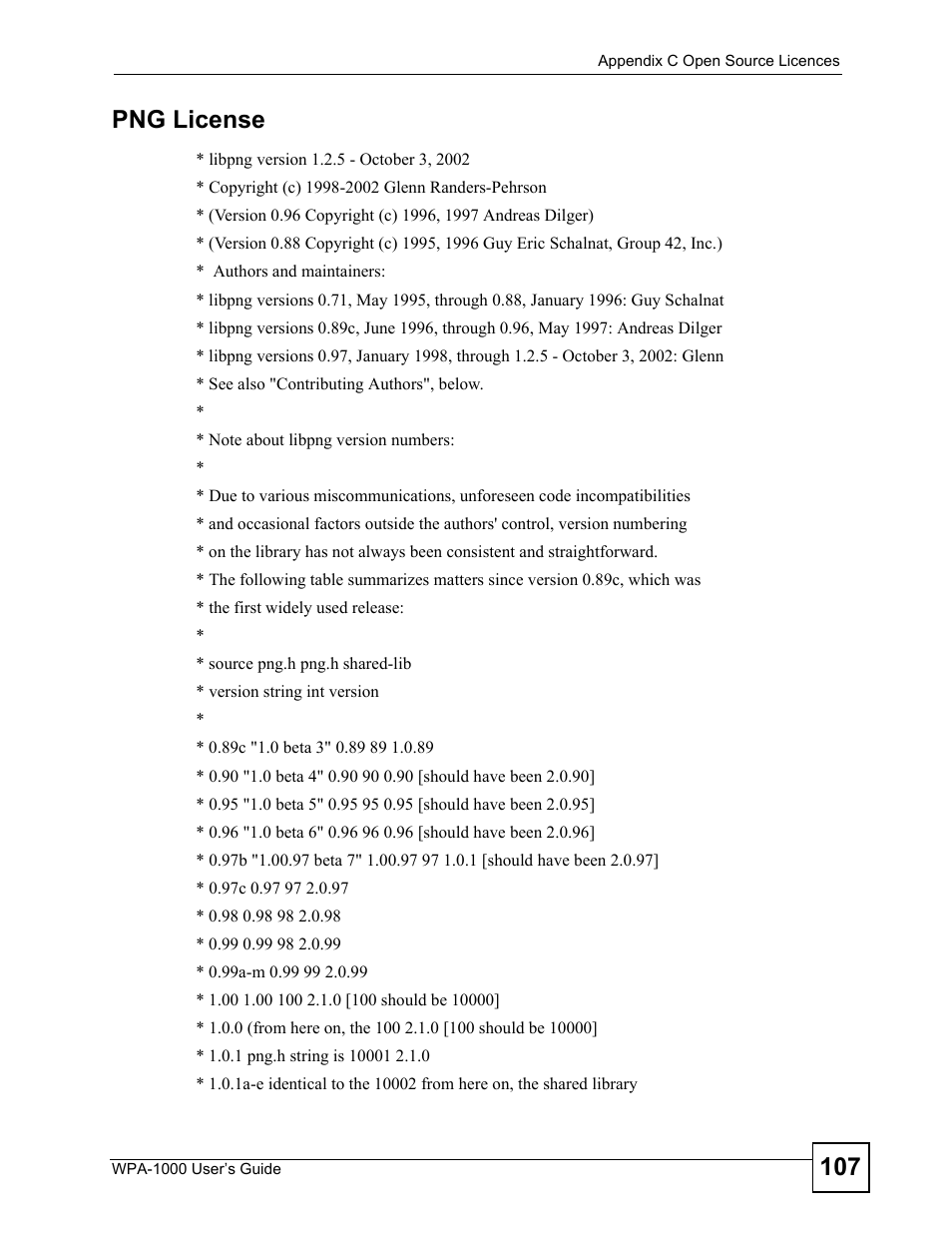 107 png license | ZyXEL Communications WPA-1000 User Manual | Page 107 / 160