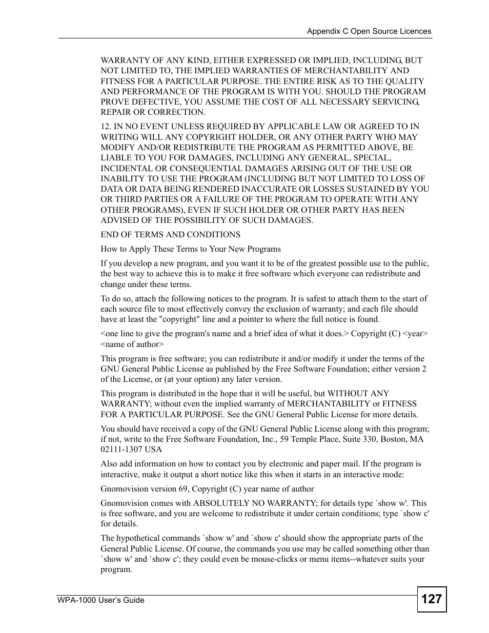 ZyXEL Communications WPA-1000 User Manual | Page 127 / 160