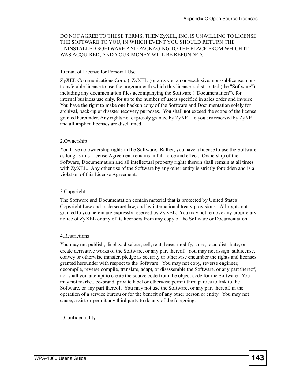 ZyXEL Communications WPA-1000 User Manual | Page 143 / 160