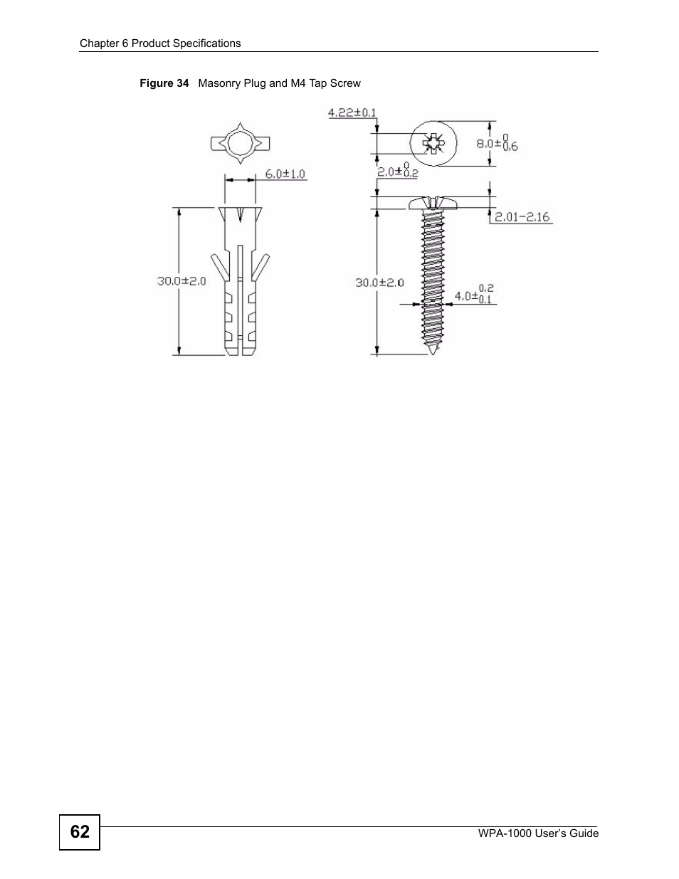 Figure 34 masonry plug and m4 tap screw | ZyXEL Communications WPA-1000 User Manual | Page 62 / 160