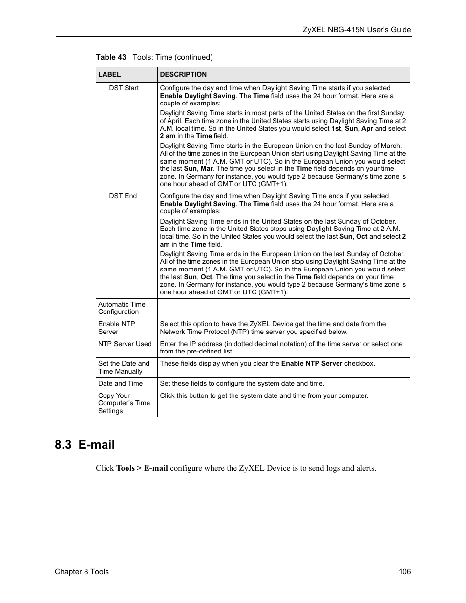 3 e-mail | ZyXEL Communications NBG-415N User Manual | Page 106 / 155