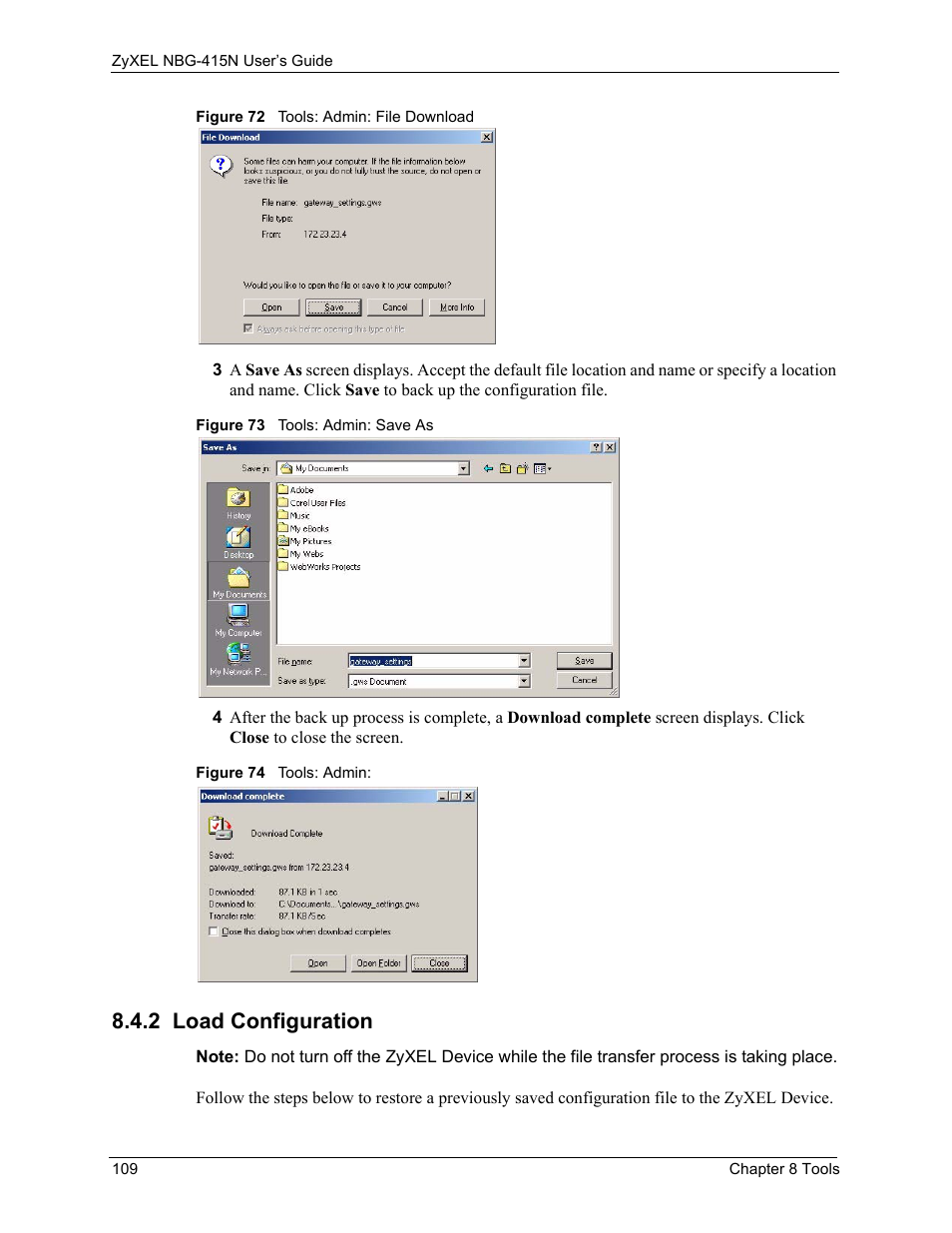 2 load configuration | ZyXEL Communications NBG-415N User Manual | Page 109 / 155