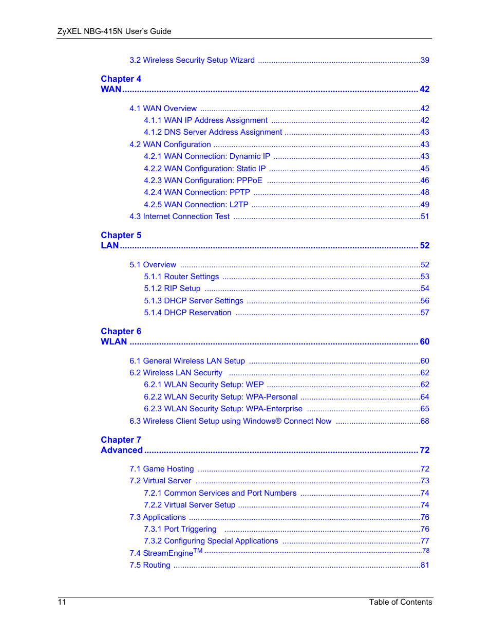 ZyXEL Communications NBG-415N User Manual | Page 11 / 155
