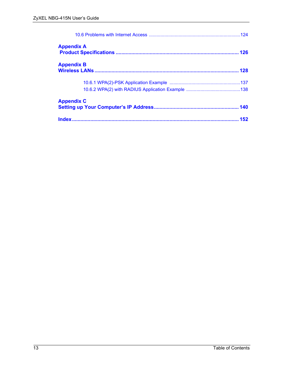 ZyXEL Communications NBG-415N User Manual | Page 13 / 155
