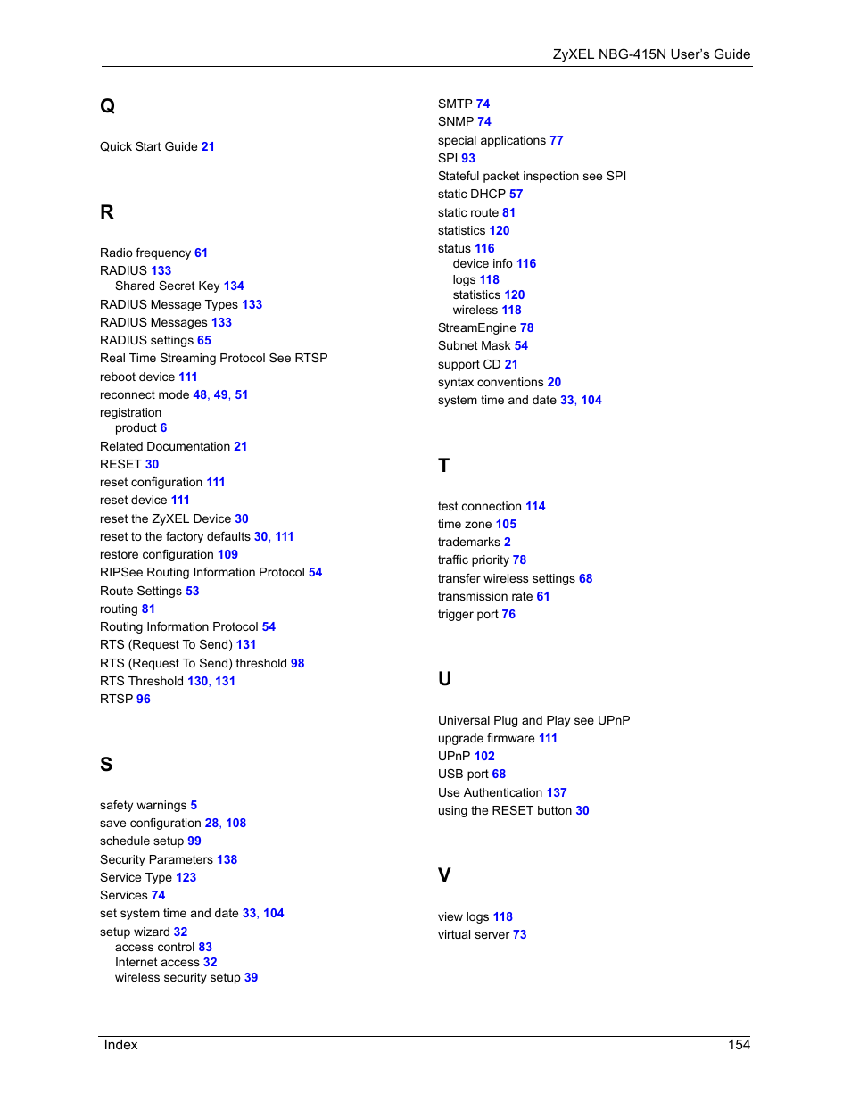 ZyXEL Communications NBG-415N User Manual | Page 154 / 155