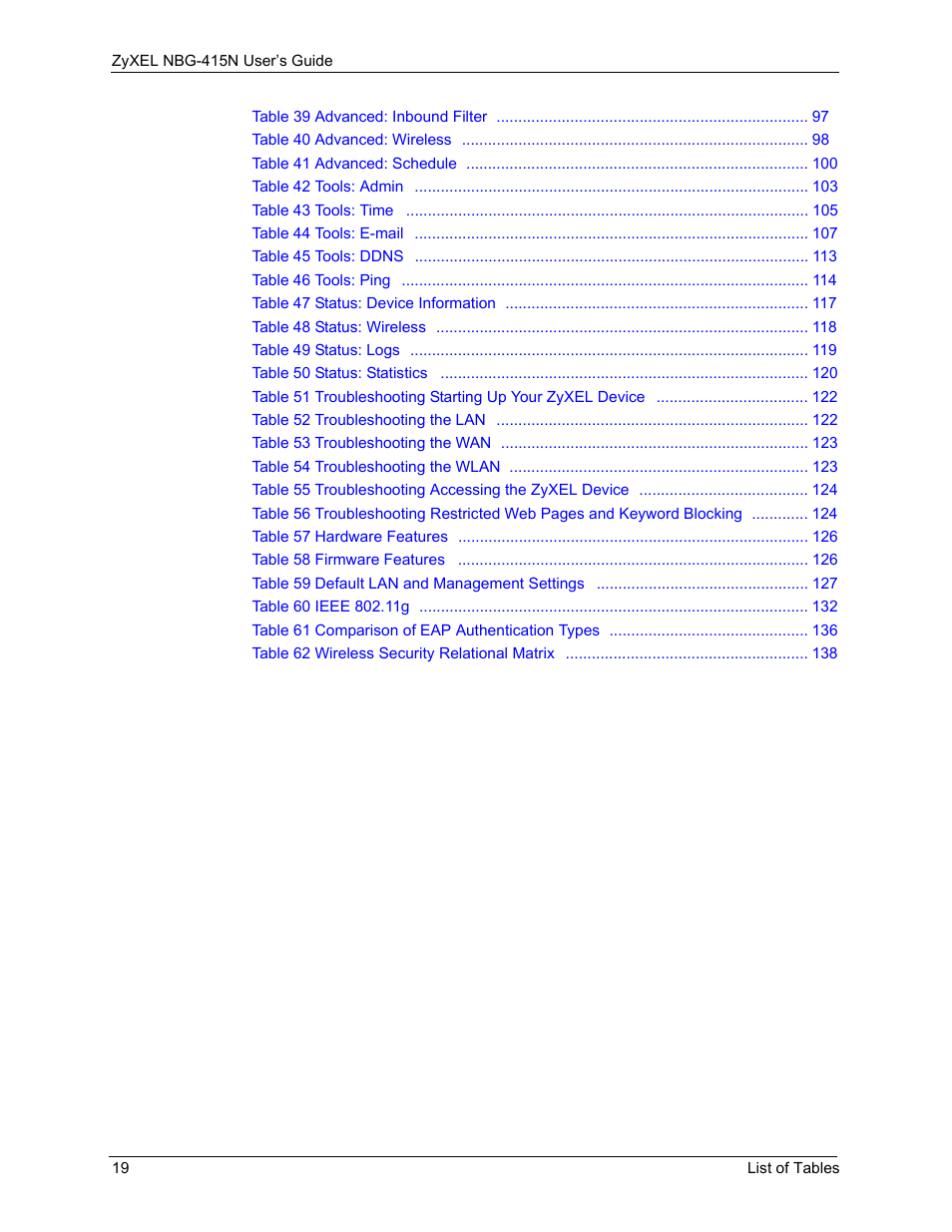 ZyXEL Communications NBG-415N User Manual | Page 19 / 155