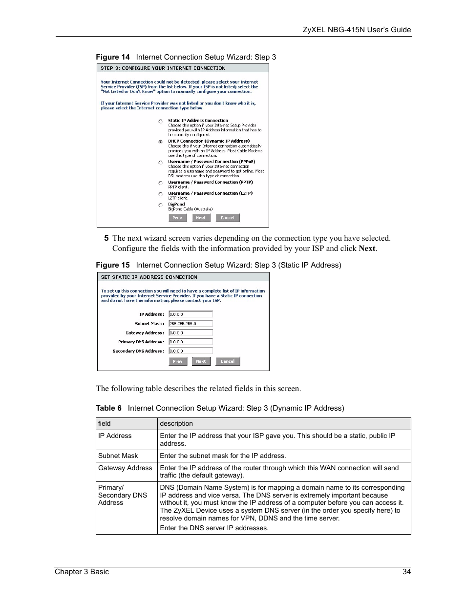 ZyXEL Communications NBG-415N User Manual | Page 34 / 155