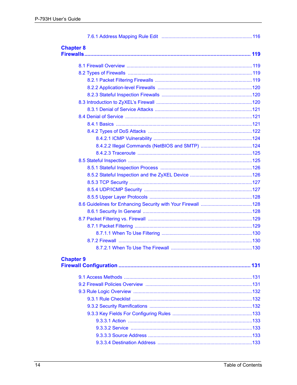 ZyXEL Communications G.SHDSL.bis 4-port Security Gateway P-793H User Manual | Page 14 / 432
