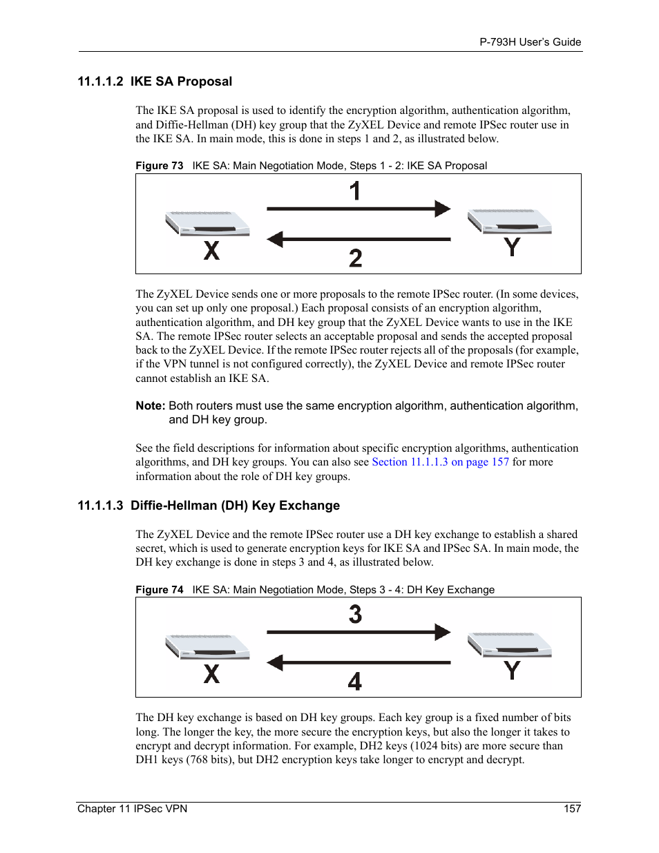 2 ike sa proposal, 3 diffie-hellman (dh) key exchange | ZyXEL Communications G.SHDSL.bis 4-port Security Gateway P-793H User Manual | Page 157 / 432