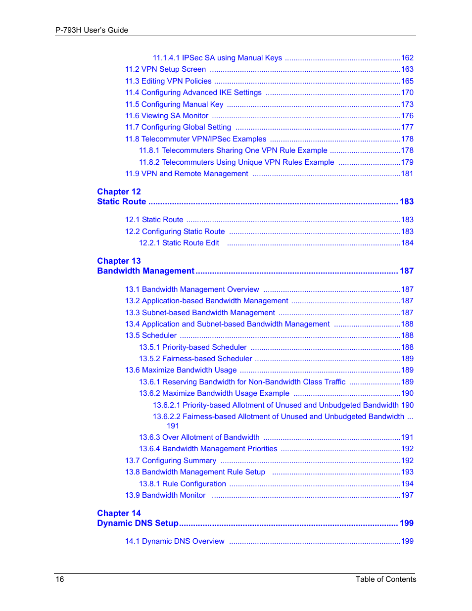 ZyXEL Communications G.SHDSL.bis 4-port Security Gateway P-793H User Manual | Page 16 / 432
