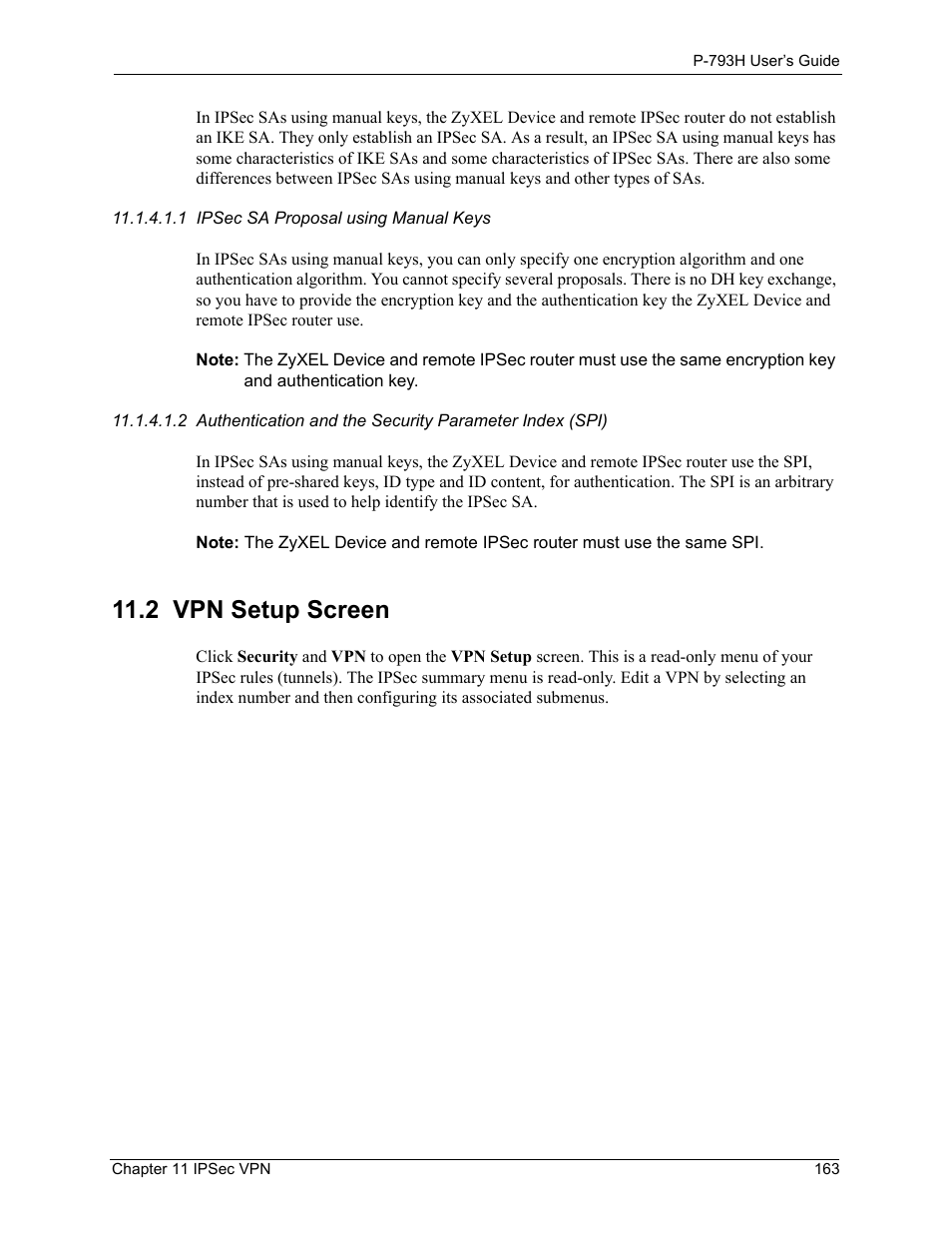 2 vpn setup screen | ZyXEL Communications G.SHDSL.bis 4-port Security Gateway P-793H User Manual | Page 163 / 432