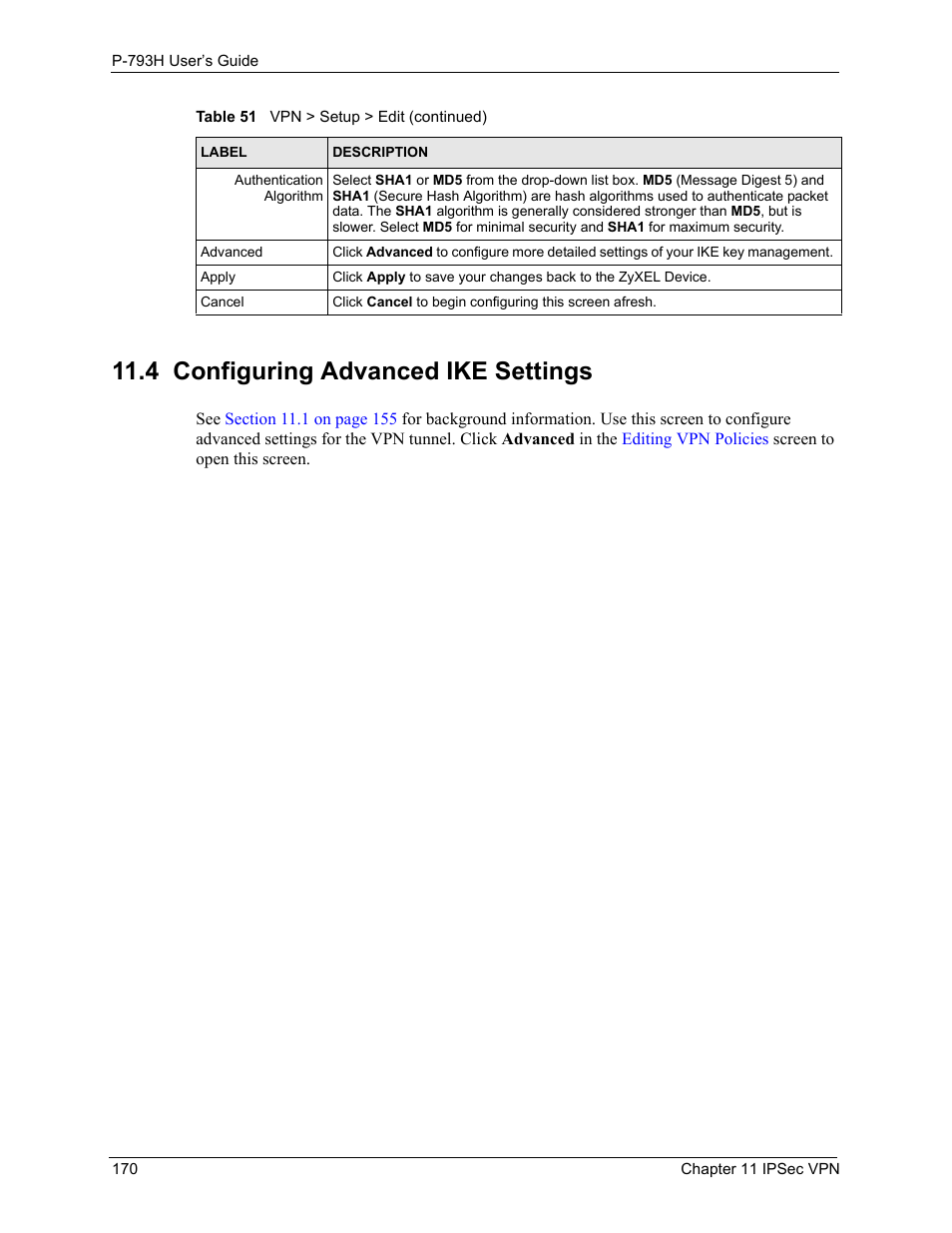 4 configuring advanced ike settings | ZyXEL Communications G.SHDSL.bis 4-port Security Gateway P-793H User Manual | Page 170 / 432