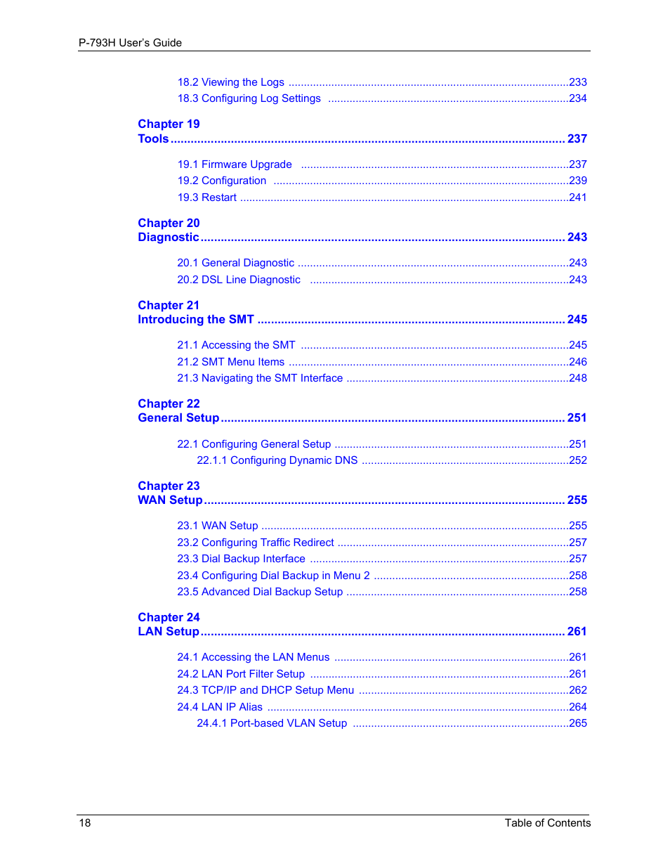 ZyXEL Communications G.SHDSL.bis 4-port Security Gateway P-793H User Manual | Page 18 / 432