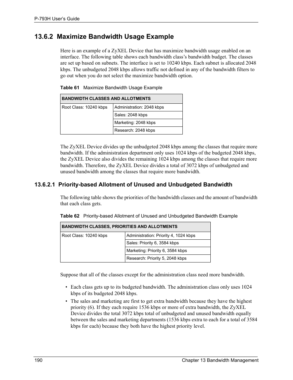 2 maximize bandwidth usage example | ZyXEL Communications G.SHDSL.bis 4-port Security Gateway P-793H User Manual | Page 190 / 432