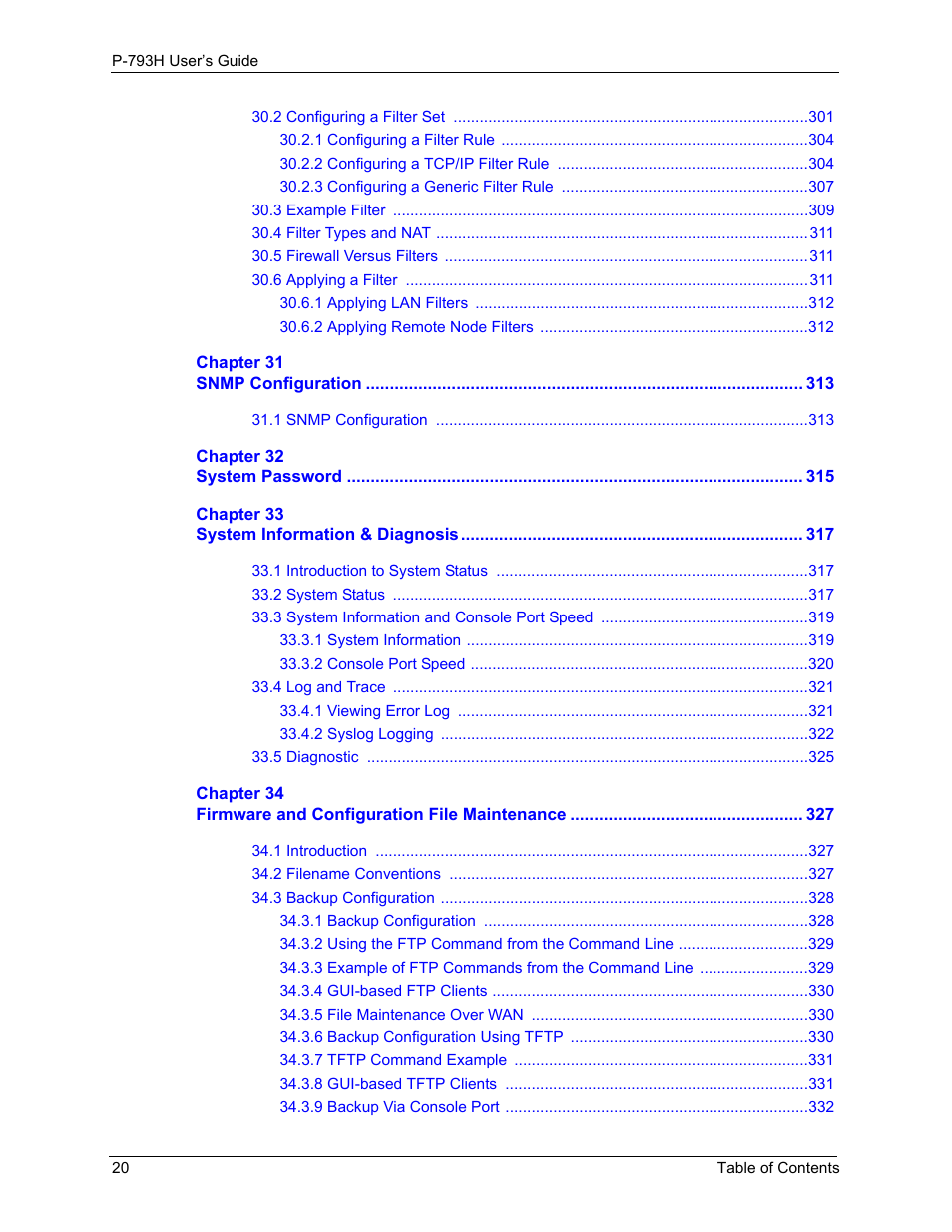 ZyXEL Communications G.SHDSL.bis 4-port Security Gateway P-793H User Manual | Page 20 / 432