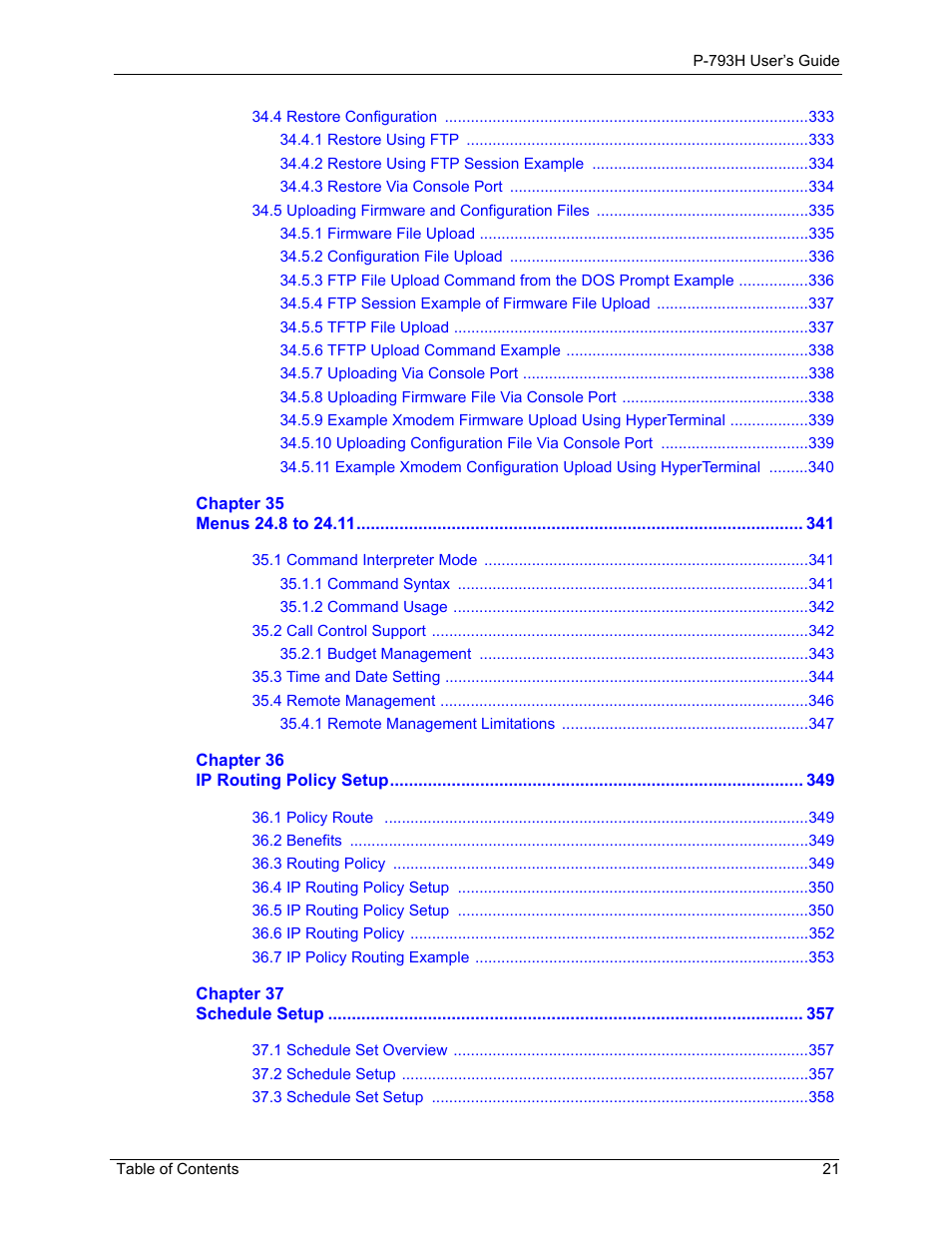 ZyXEL Communications G.SHDSL.bis 4-port Security Gateway P-793H User Manual | Page 21 / 432