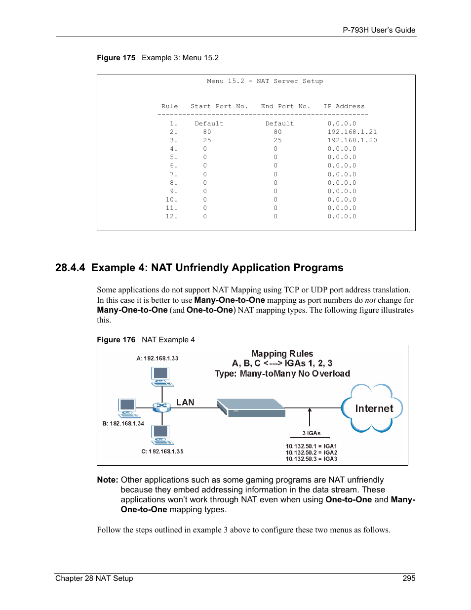 4 example 4: nat unfriendly application programs | ZyXEL Communications G.SHDSL.bis 4-port Security Gateway P-793H User Manual | Page 295 / 432